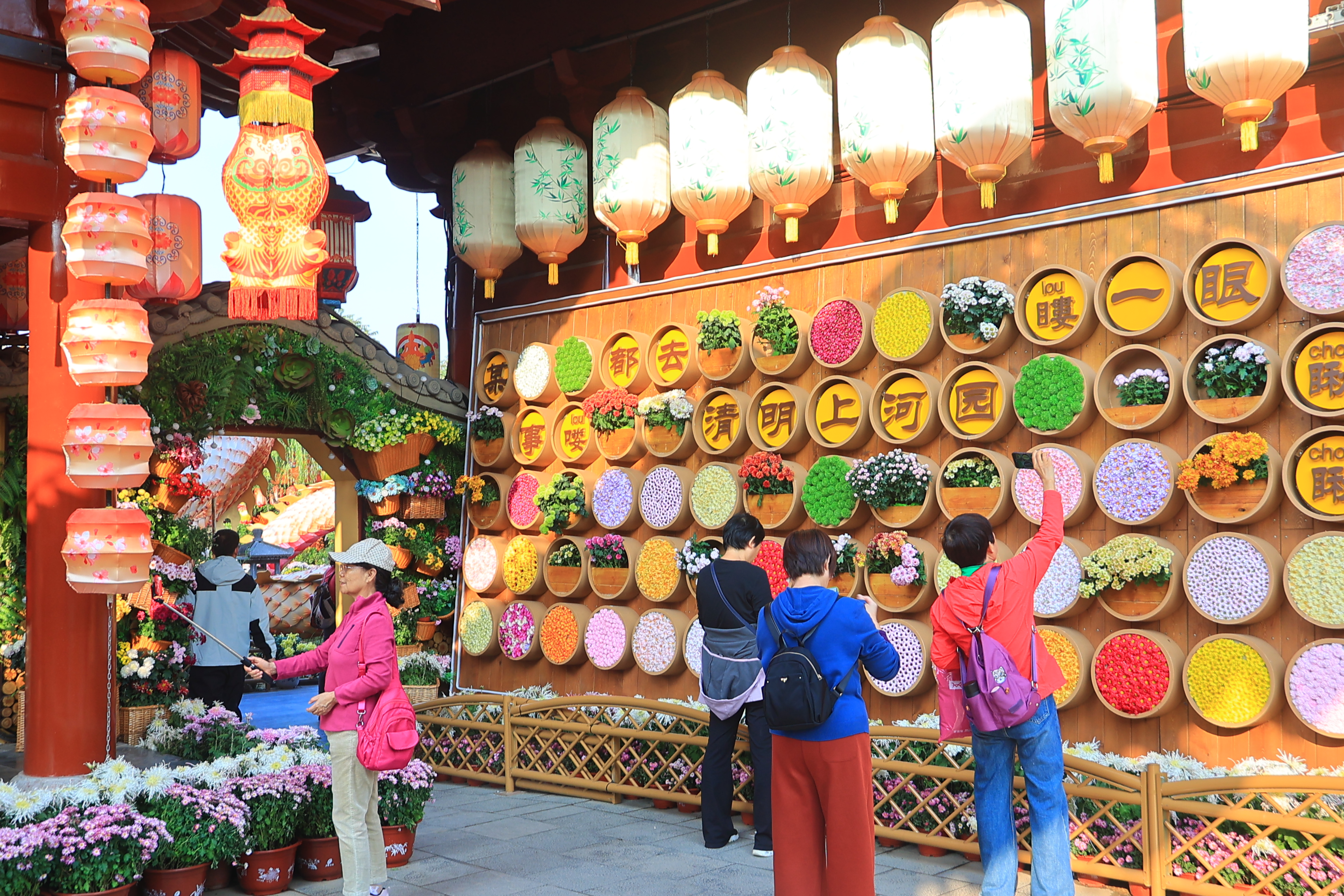 10月22日，我市气温回升，阳光明媚，众多游客来到我市各大景区赏菊游玩，打卡拍照。全媒体记者李浩摄。