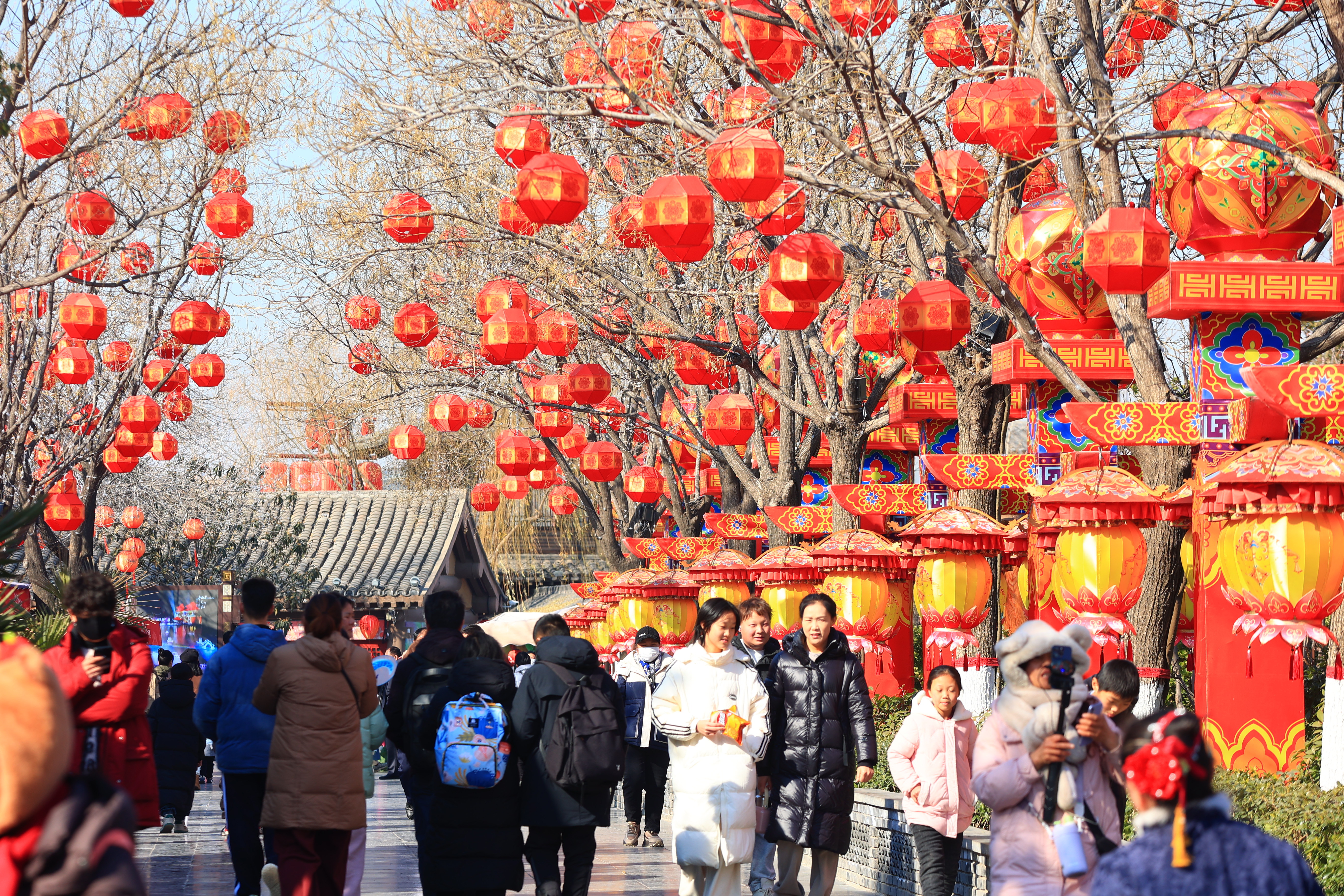 春节的脚步越来越近，我市景区张灯结彩，焕然一新，为游客营造了一个喜气祥和的新春氛围。全媒体记者李浩1月17日摄